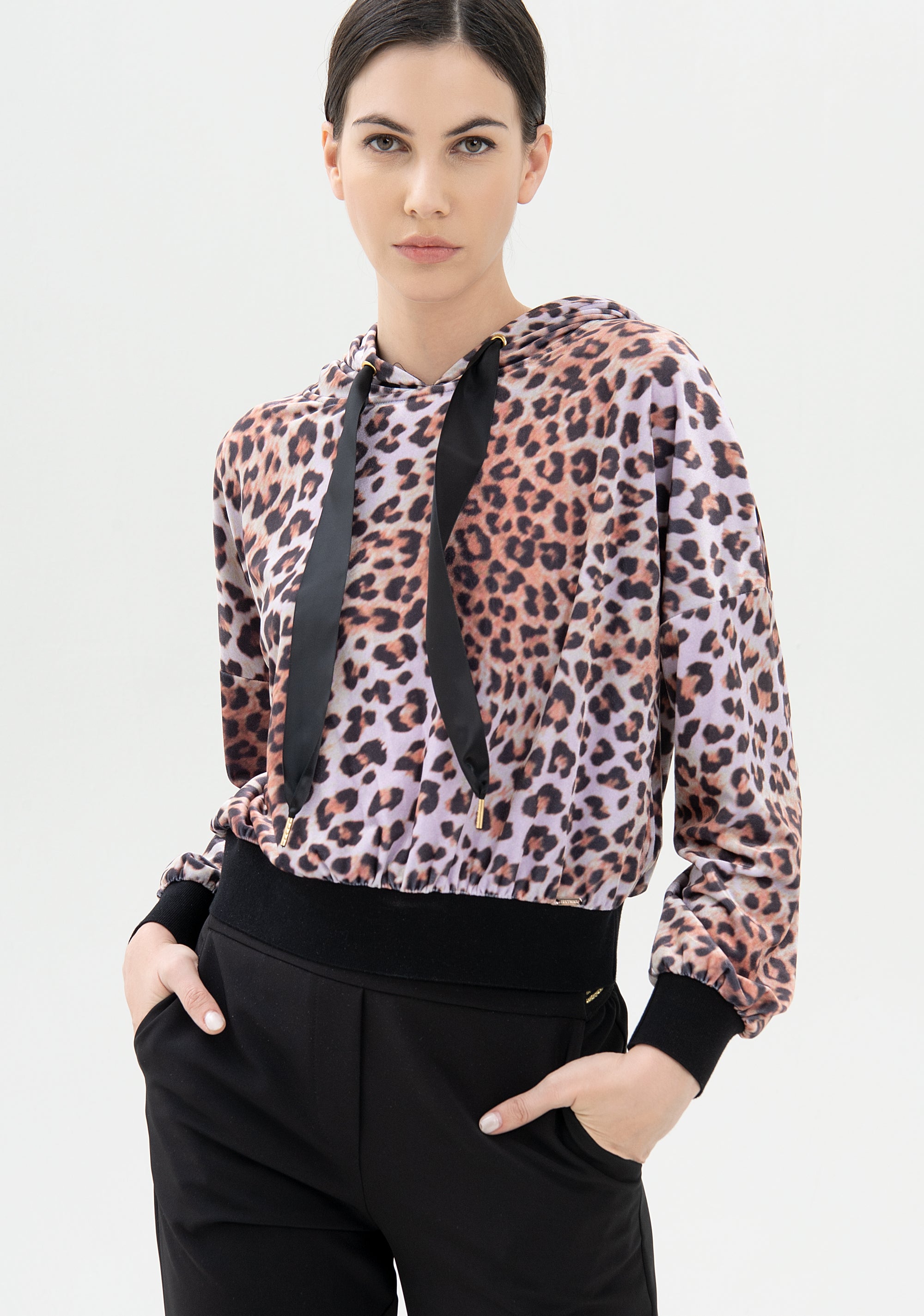 Felpa cropped con stampa animalier-FRACOMINA-FR21WT9014F429N4