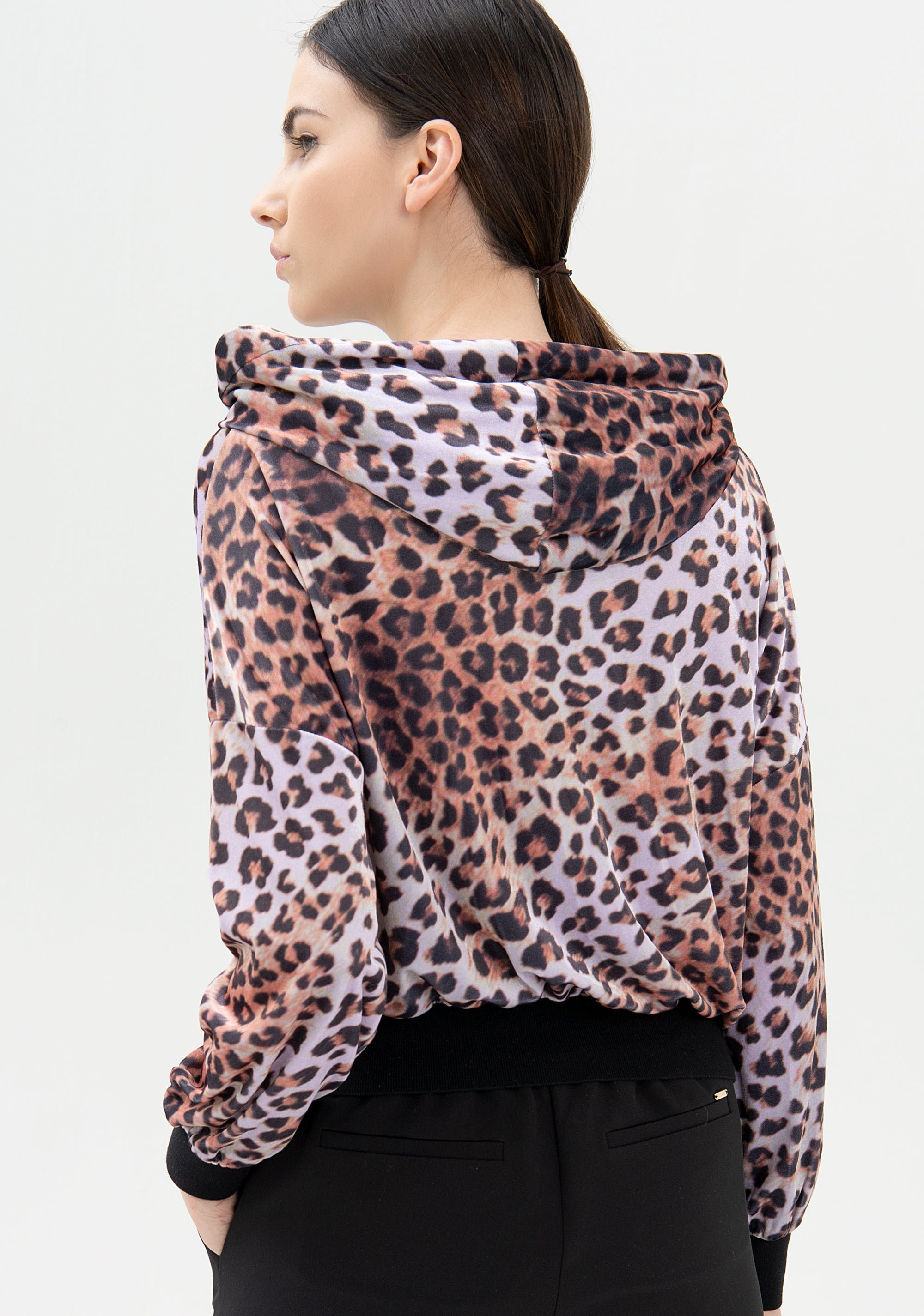 Felpa cropped con stampa animalier-FRACOMINA-FR21WT9014F429N4