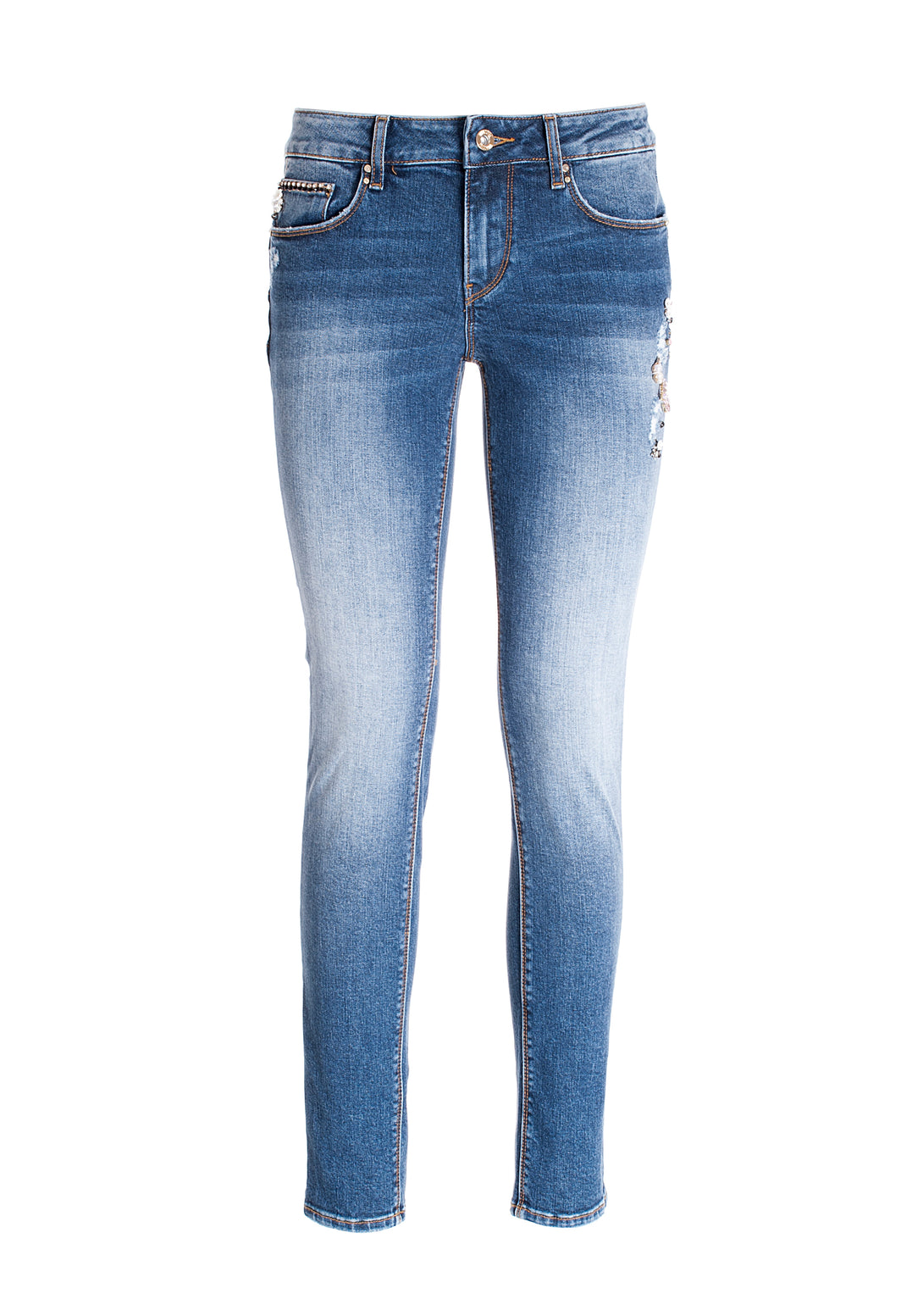 Jeans skinny effetto push up in denim con lavaggio medio-FRACOMINA-FR21WV1001D409N7