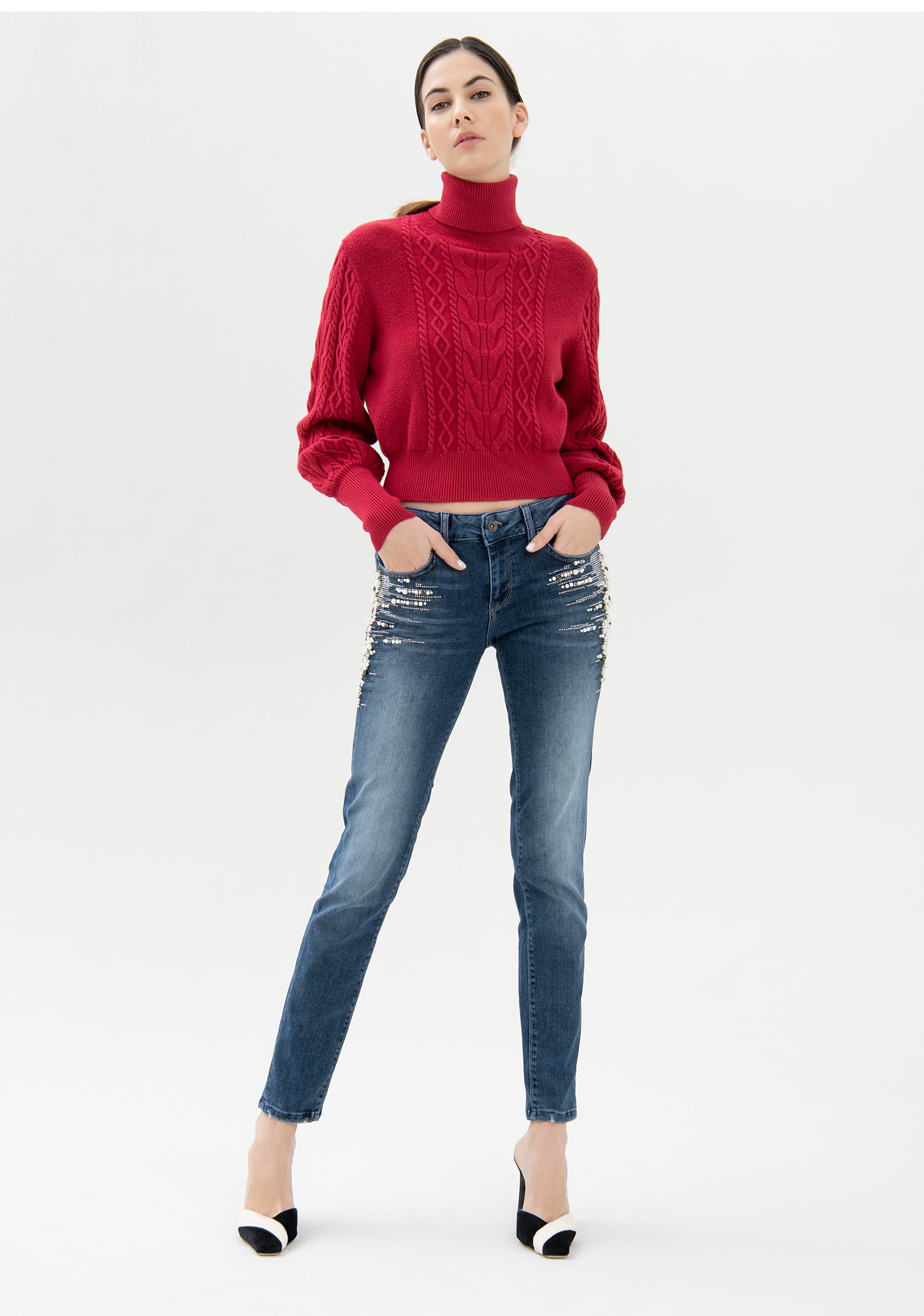 Jeans skinny effetto push up in denim con lavaggio medio-FRACOMINA-FR21WV1001D44902