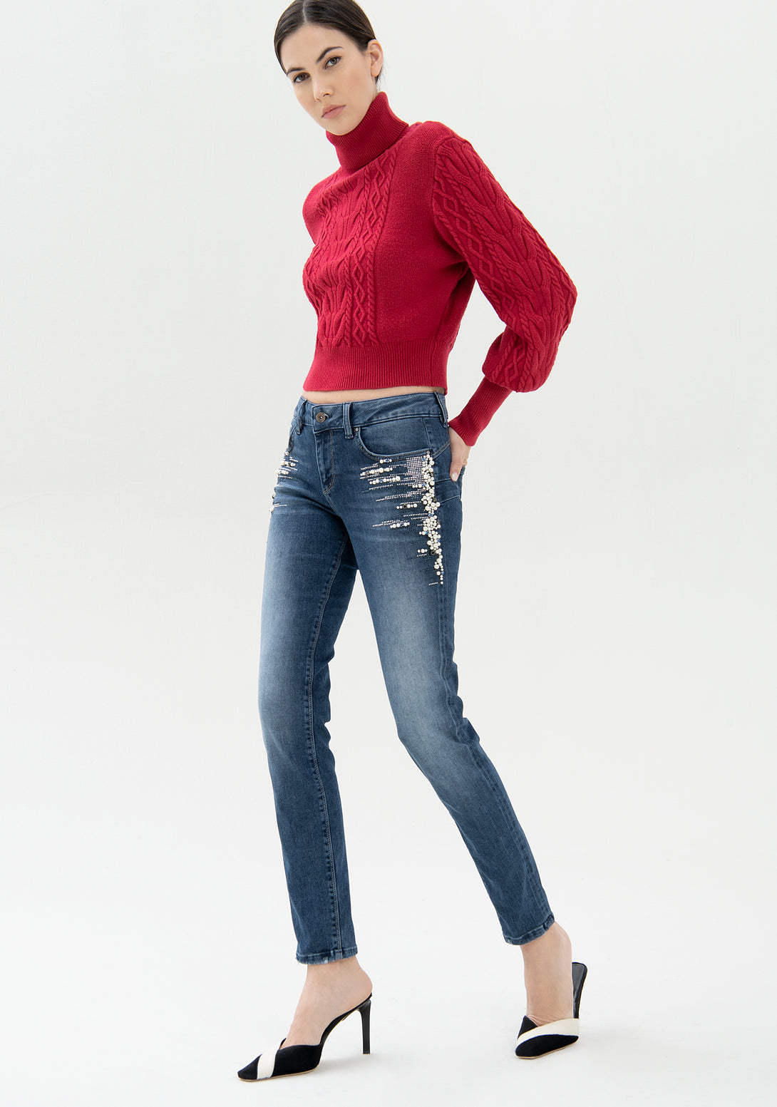 Jeans skinny effetto push up in denim con lavaggio medio-FRACOMINA-FR21WV1001D44902