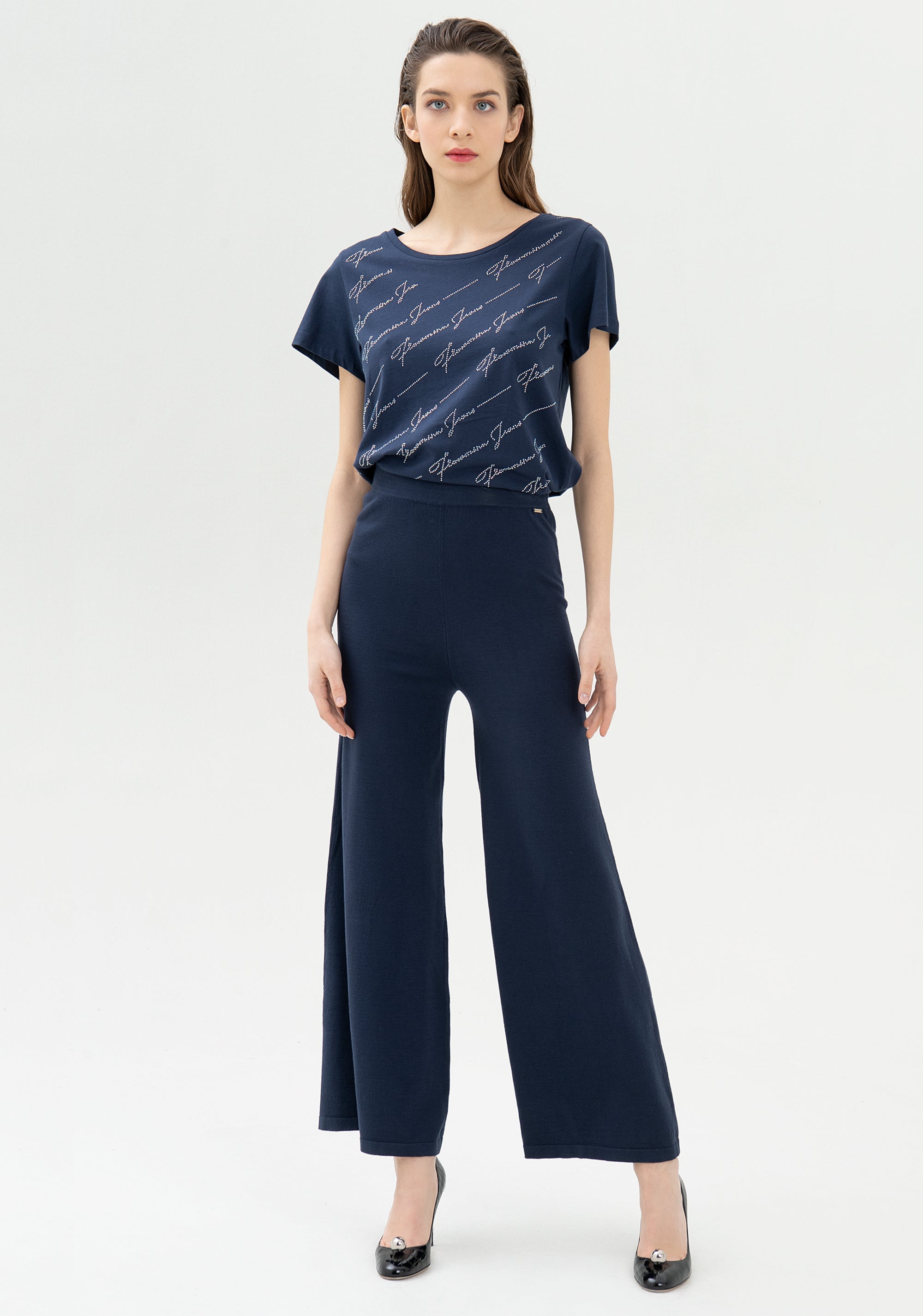 Pantalone flare in maglia