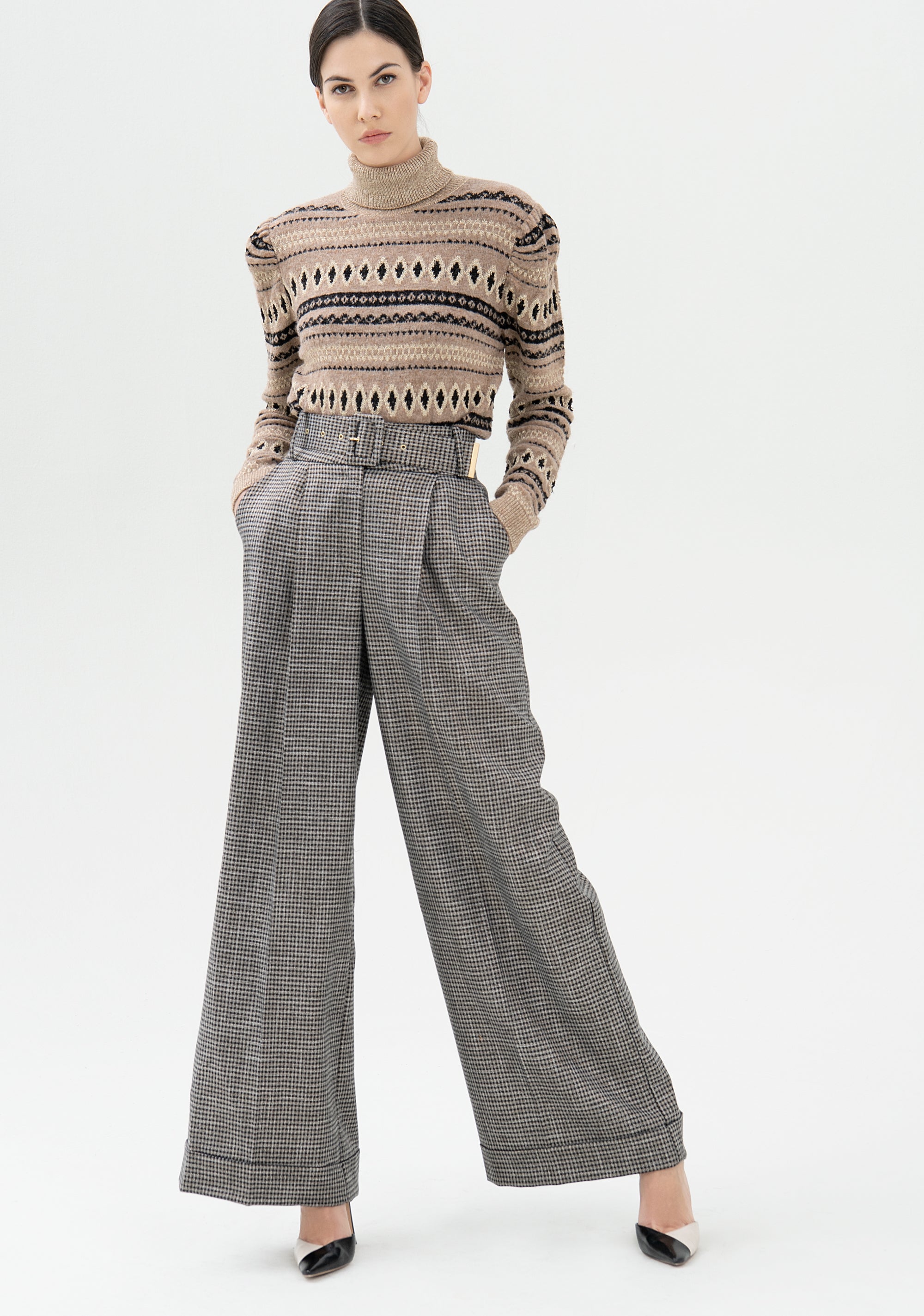 Pantalone palazzo ampio in tweed-FRACOMINA-FR21WV3012W45995