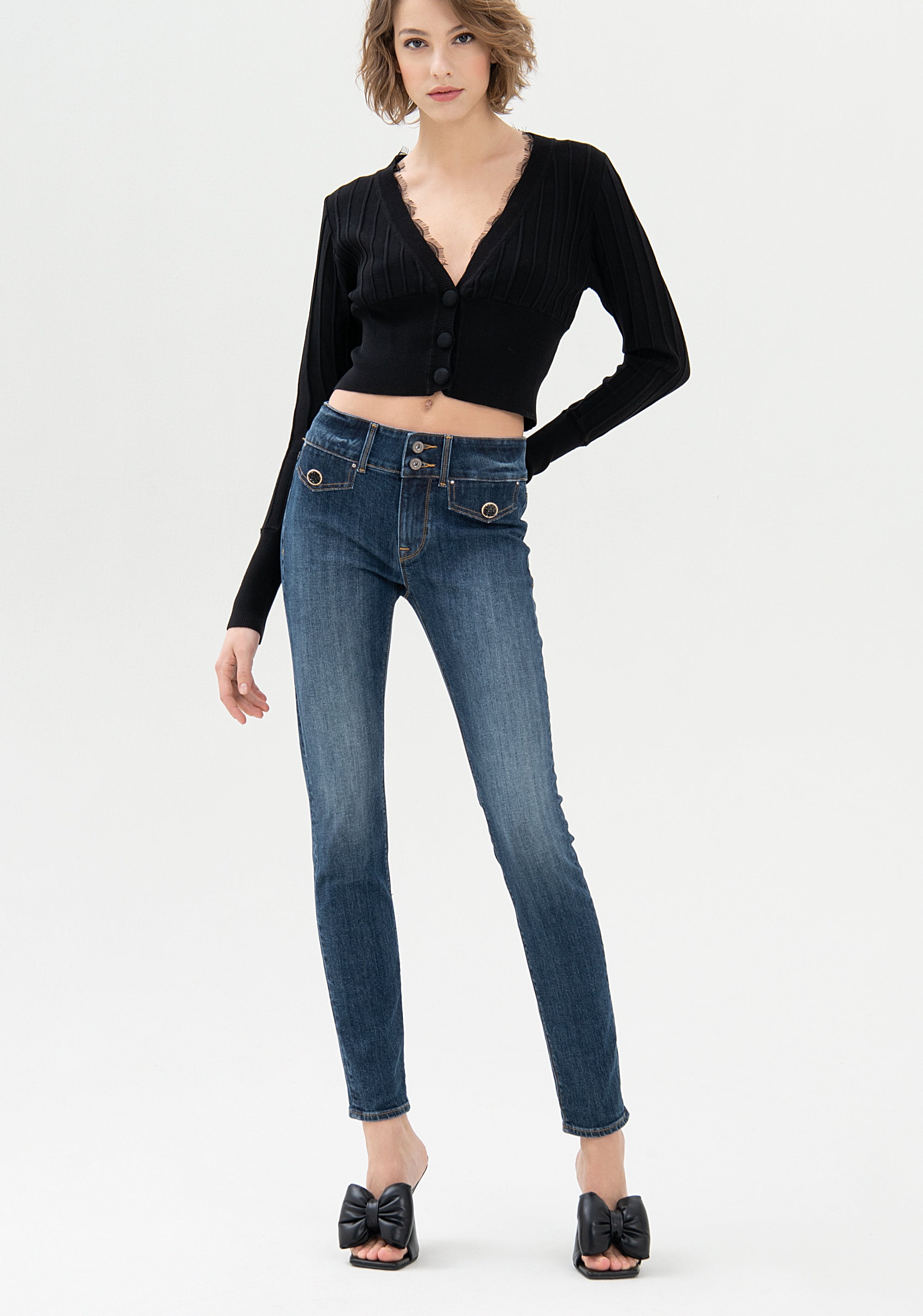 Jeggings skinny in denim con lavaggio medio