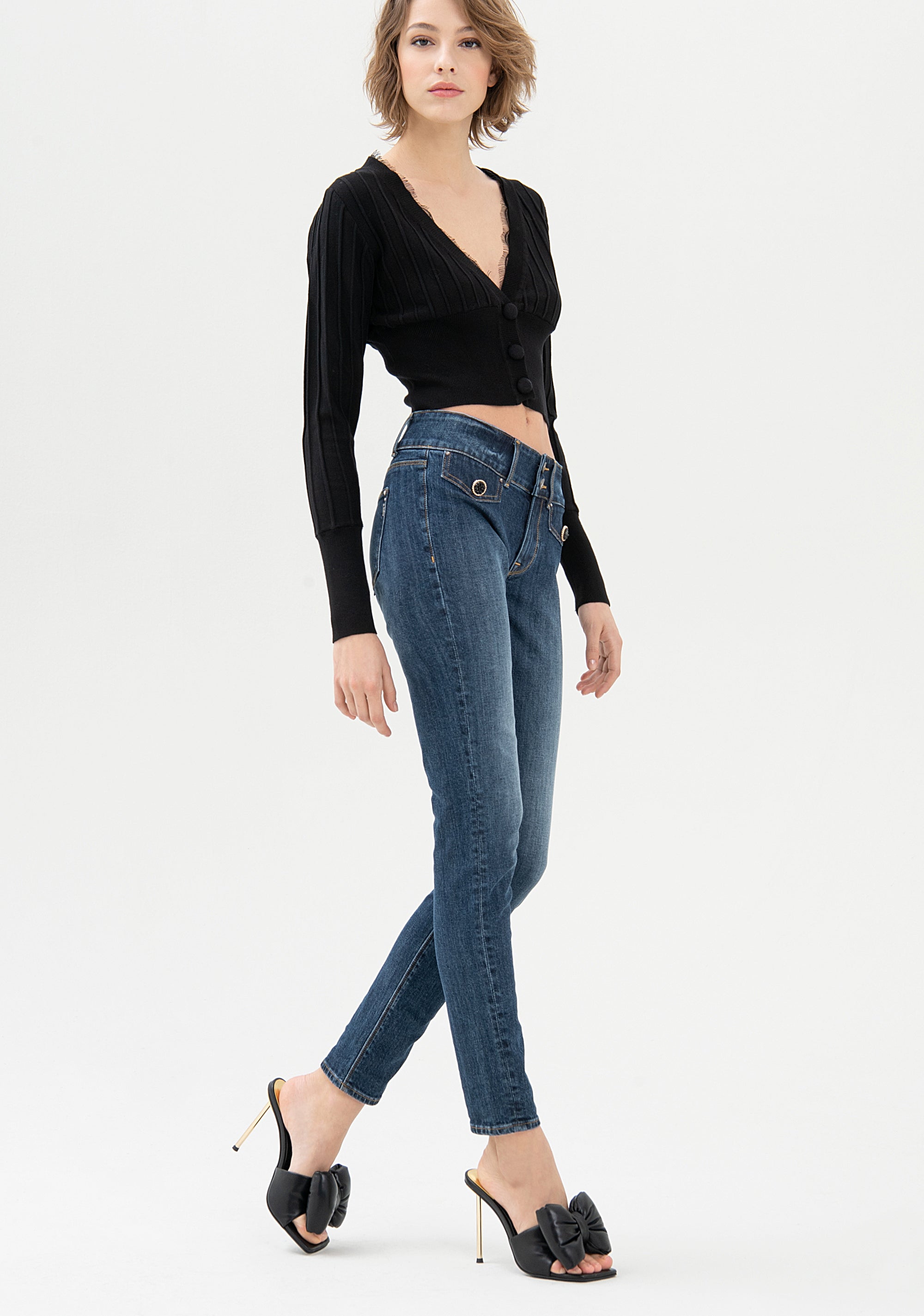 Jeggings skinny in denim con lavaggio medio