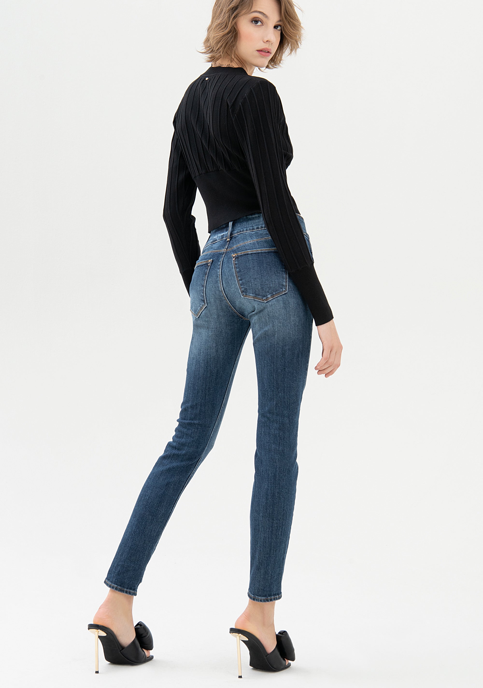 Jeggings skinny in denim con lavaggio medio