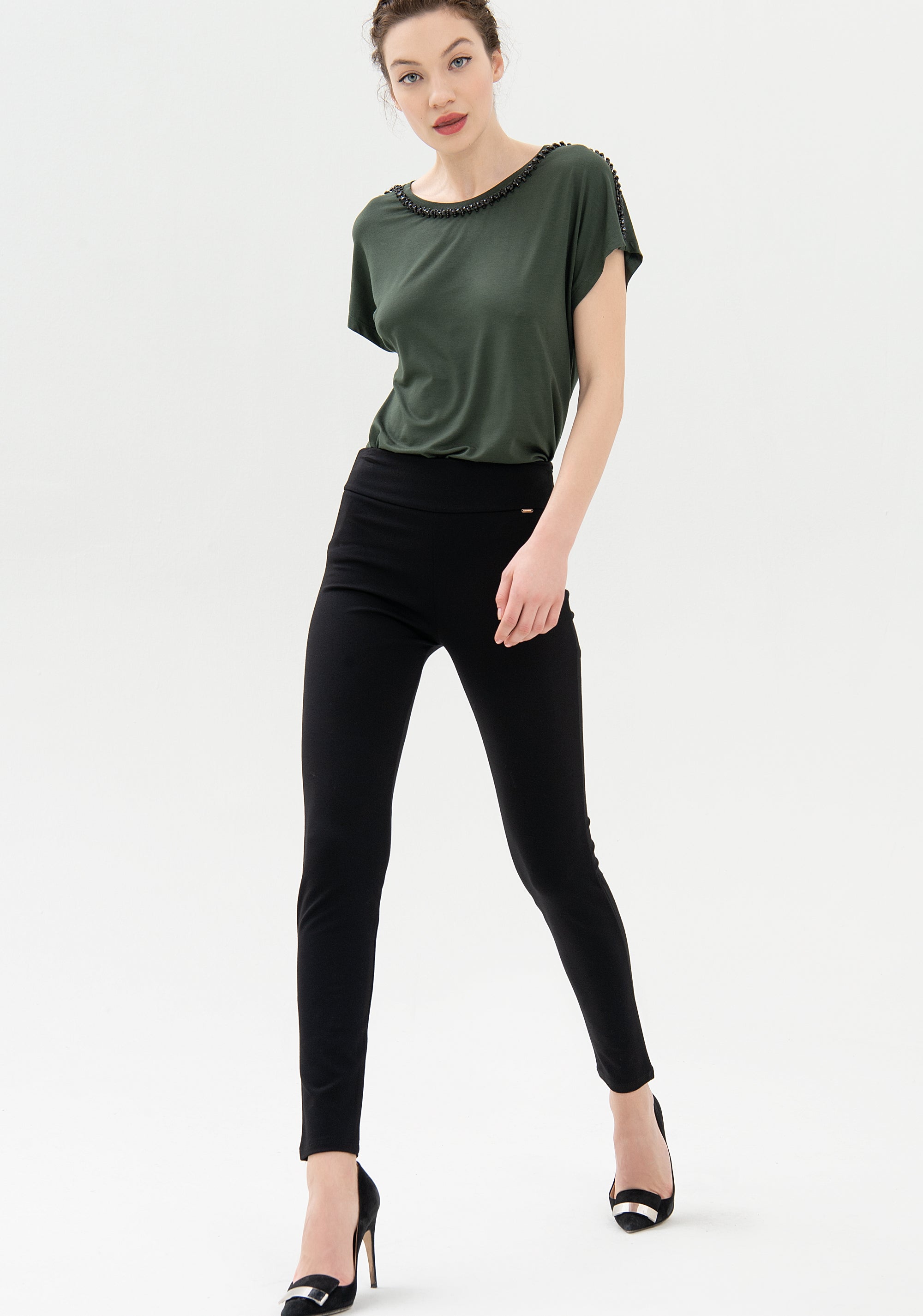 Leggings skinny con vita alta