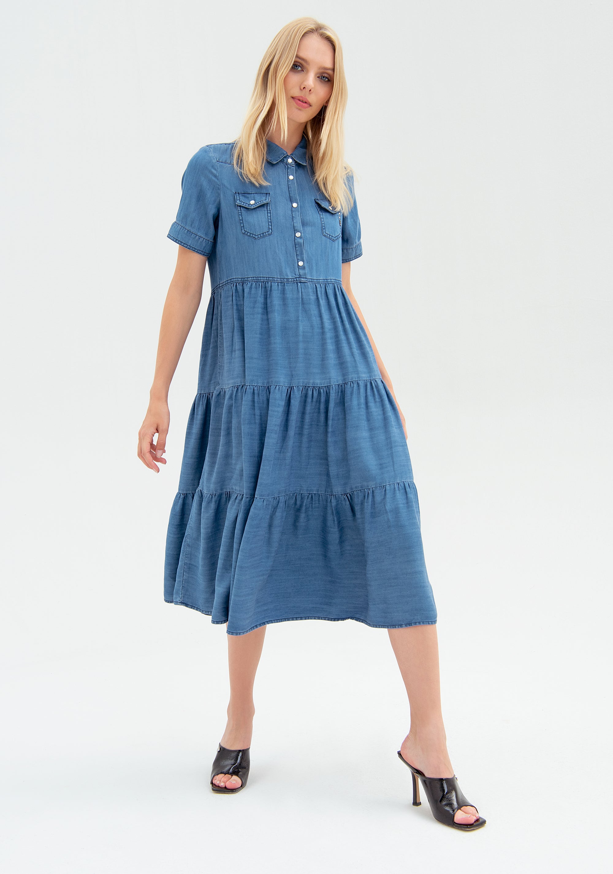 Abito ampio in chambray