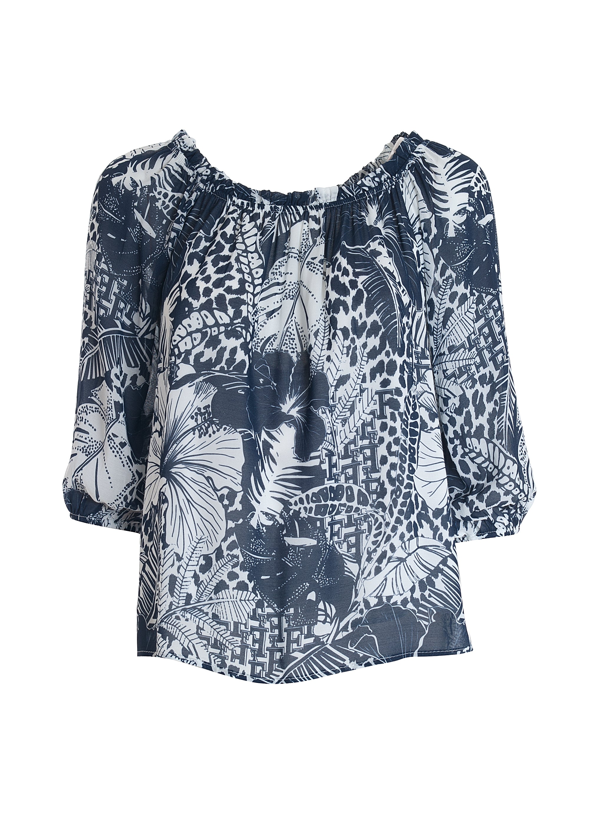 Blusa ampia in fantasia floreale