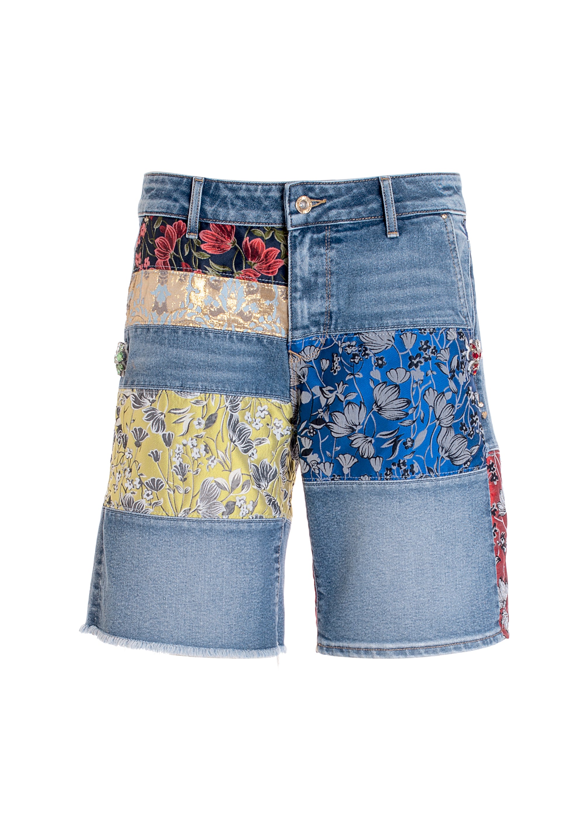 Pantaloncino flare in denim con lavaggio medio