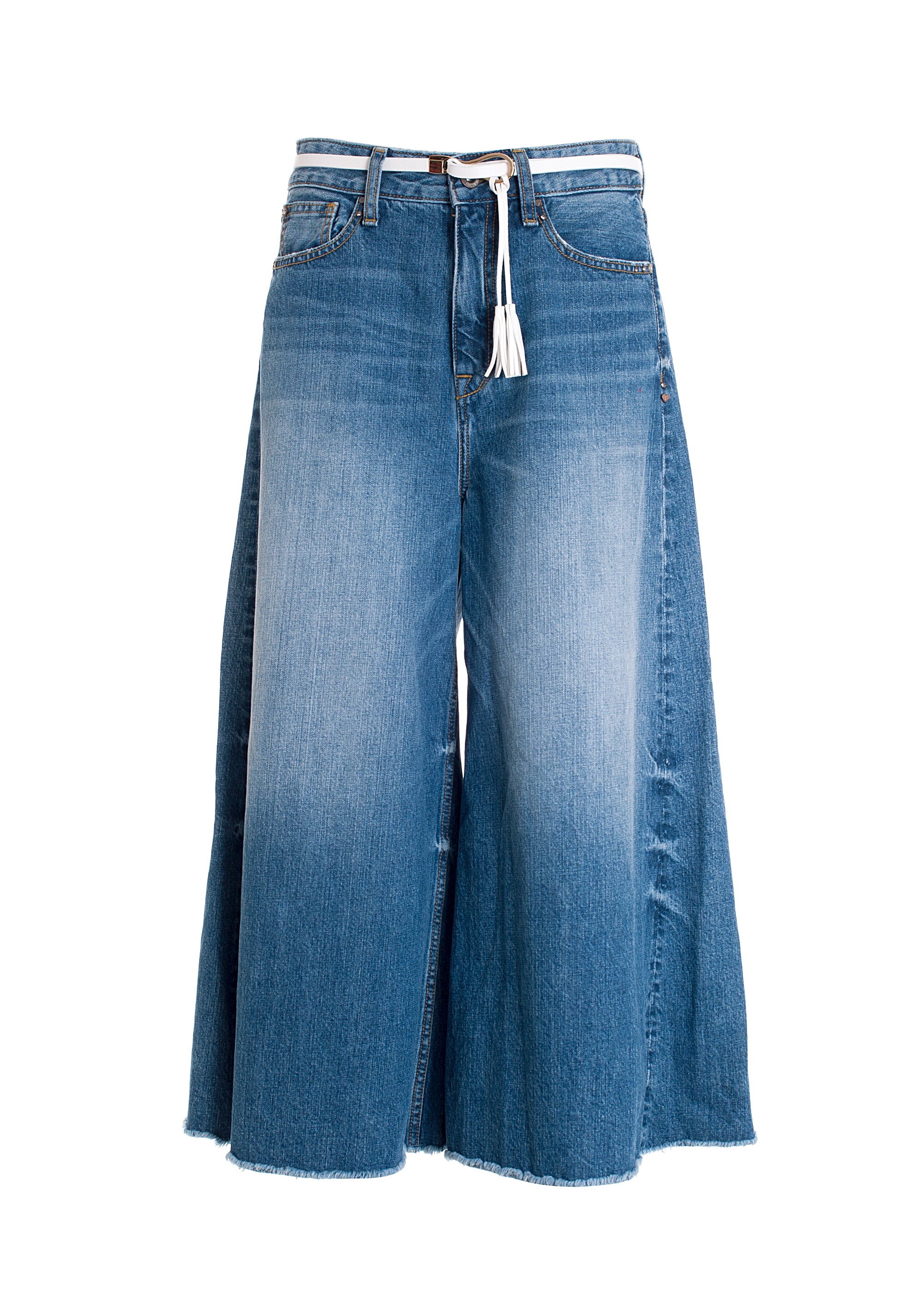 Jeans flare in denim con lavaggio medio