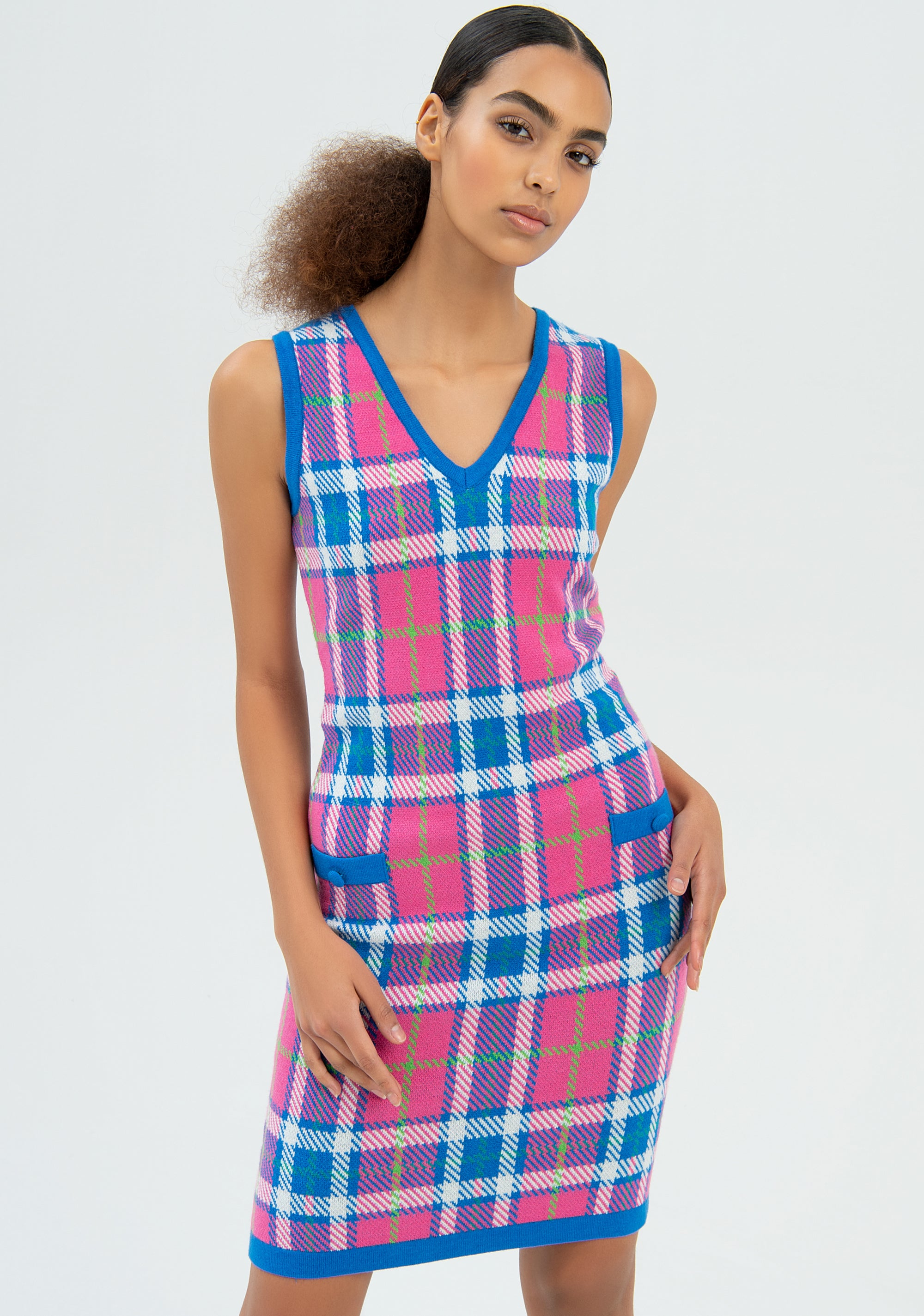 Abito slim mini in jacquard tartan-FRACOMINA-FR22WD5003K49301-210-FA-XS