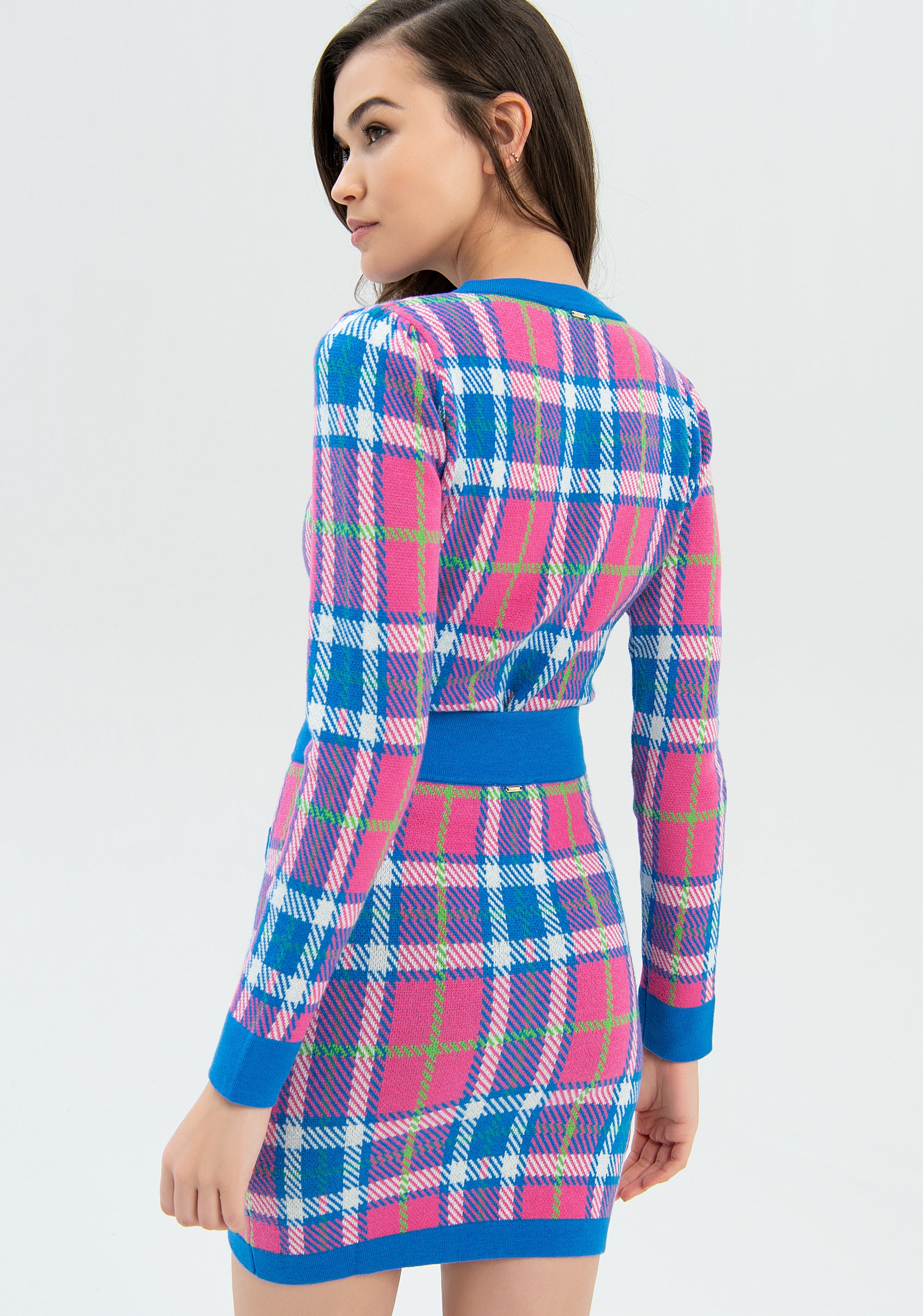 Gonna slim mini in jacquard tartan-FRACOMINA-FR22WG4004K49301-210-FA-XS