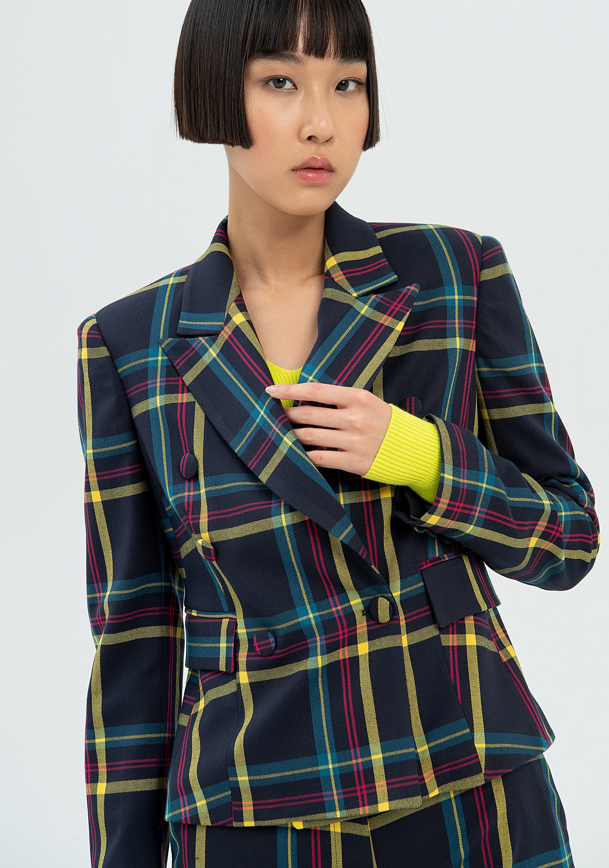 Blazer regular doppio petto in tartan-FRACOMINA-FR22WJ2005W575O2-210-FA-XS