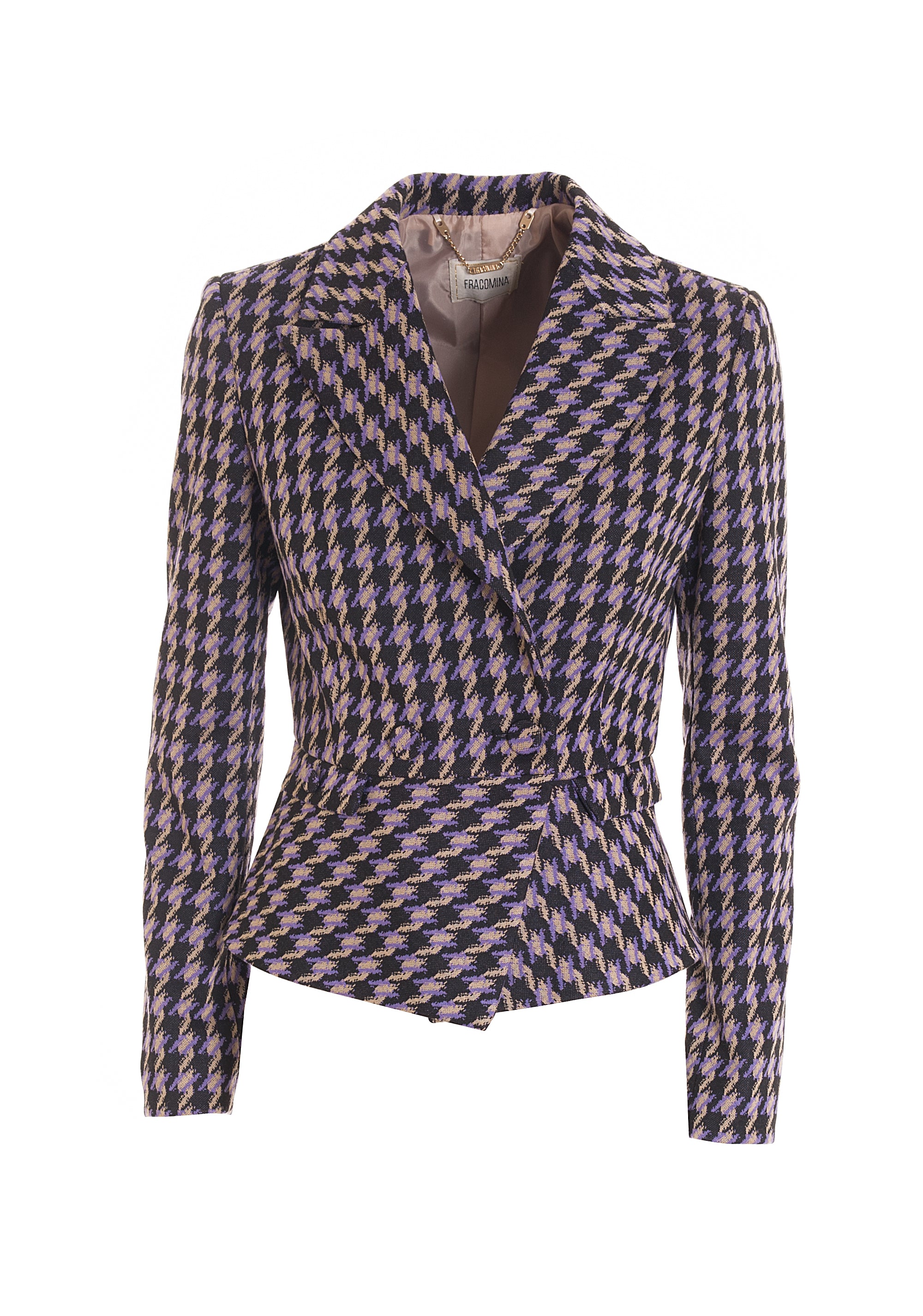 Blazer regular doppio petto in fantasia pied de poule-FRACOMINA-FR22WJ2008W57201-210-FA-XS