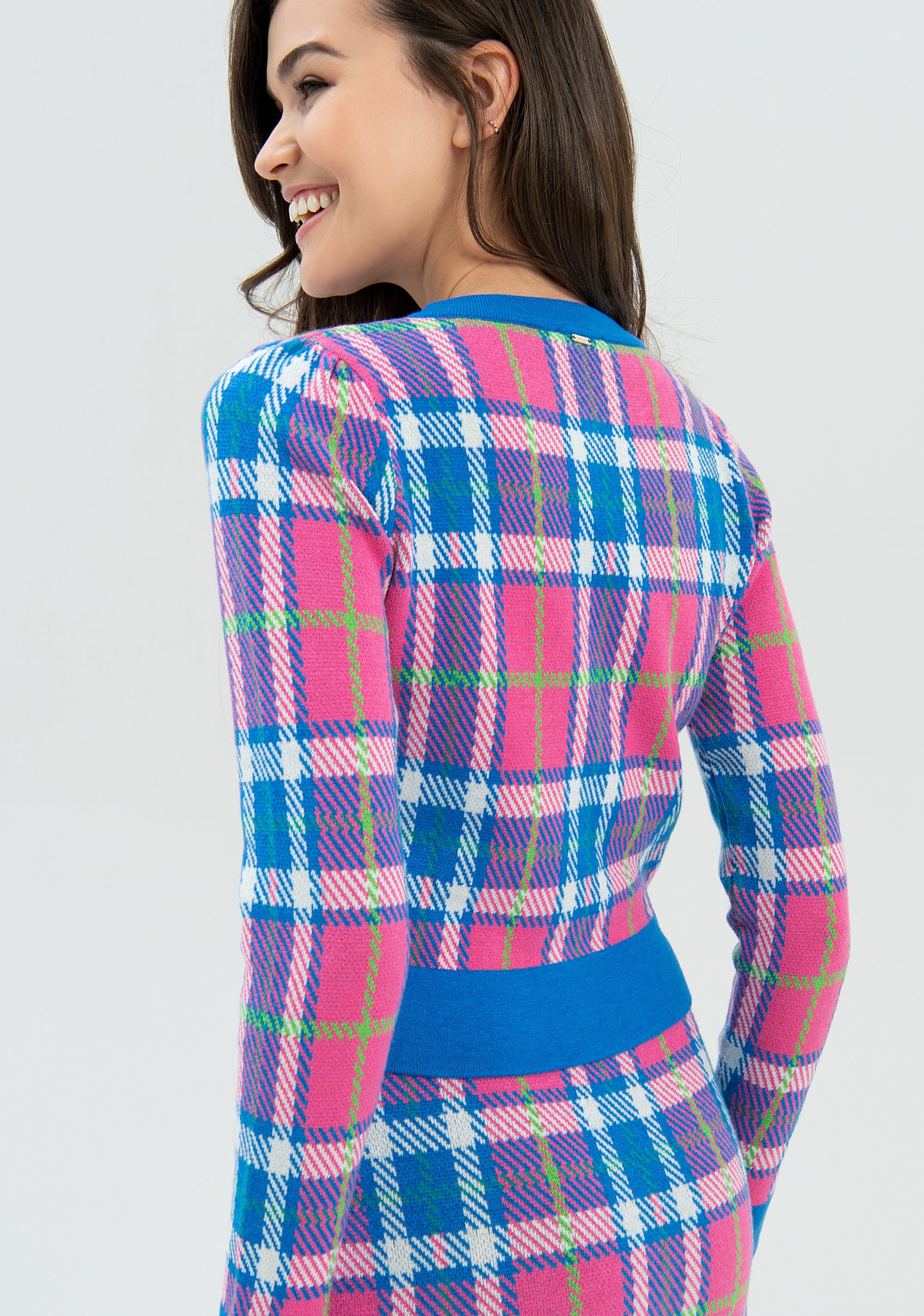 Cardigan slim in jacquard tartan-FRACOMINA-FR22WT8016K49301-210-FA-XS