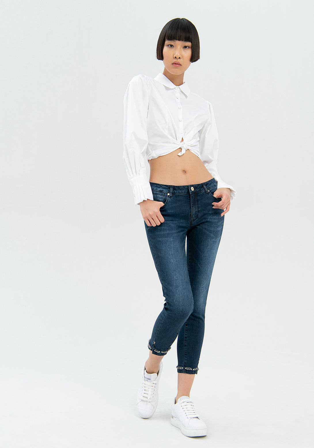 Jeans slim effetto shape up in denim con lavaggio scuro-FRACOMINA-FR22WV9002D401O6-130-JN-24
