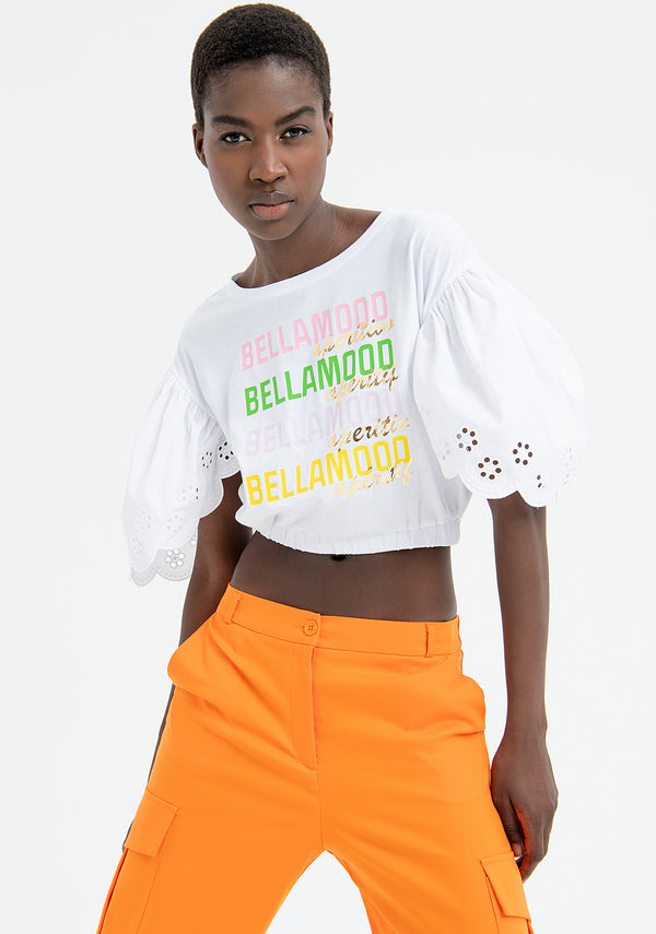 T-shirt cropped in jersey