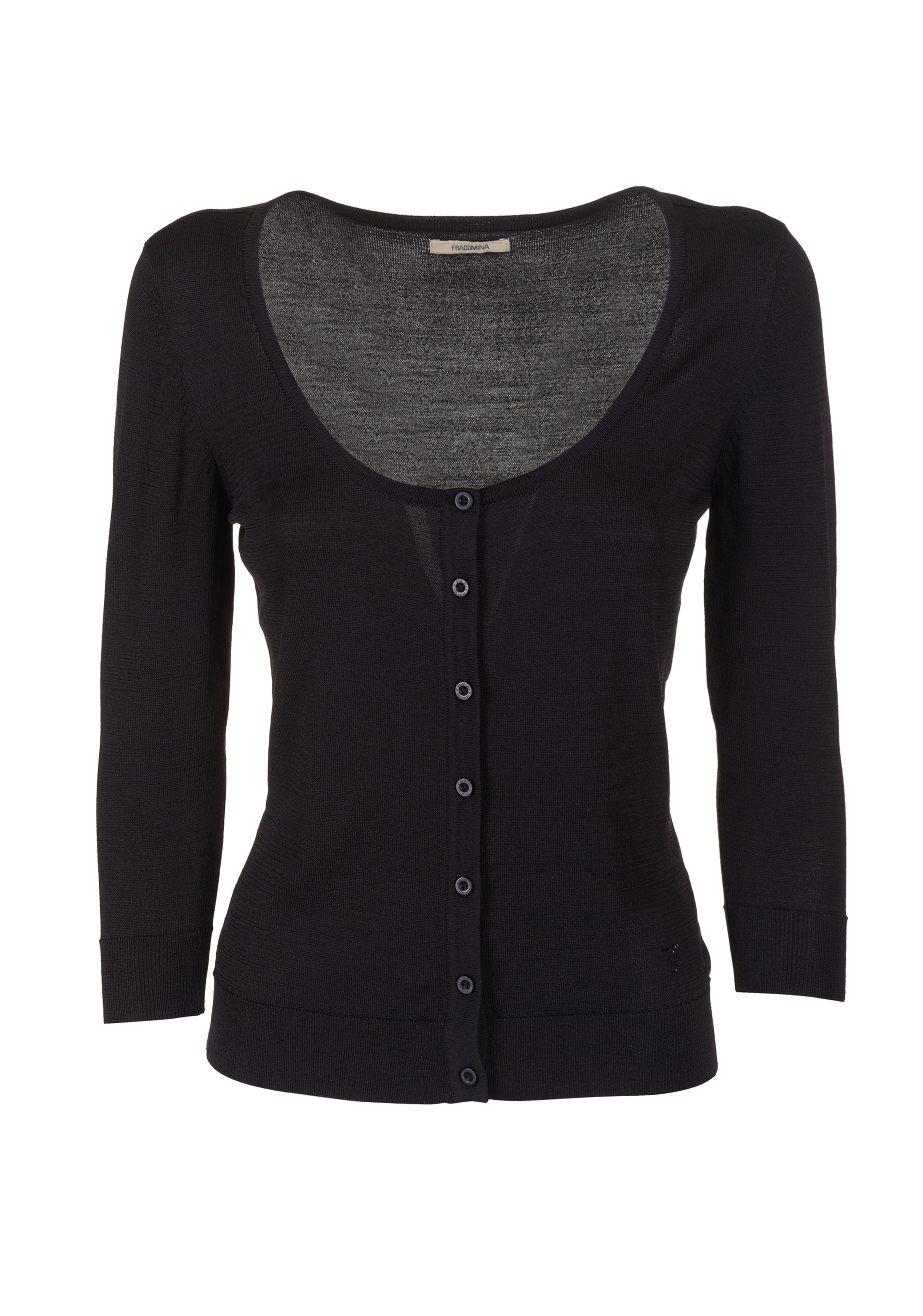 Cardigan slim con scollo tondo ampio