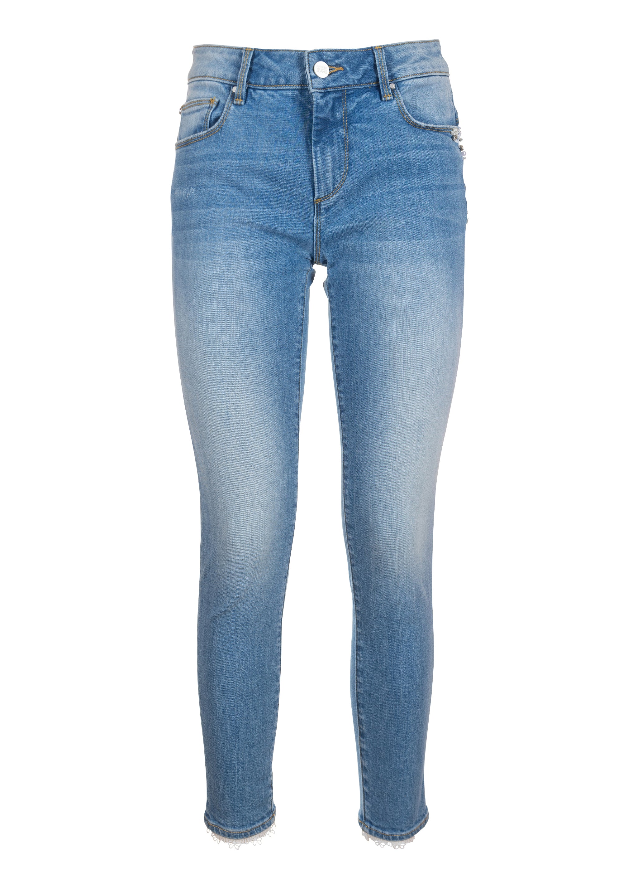 Jeans slim effetto push up in denim con lavaggio vintage