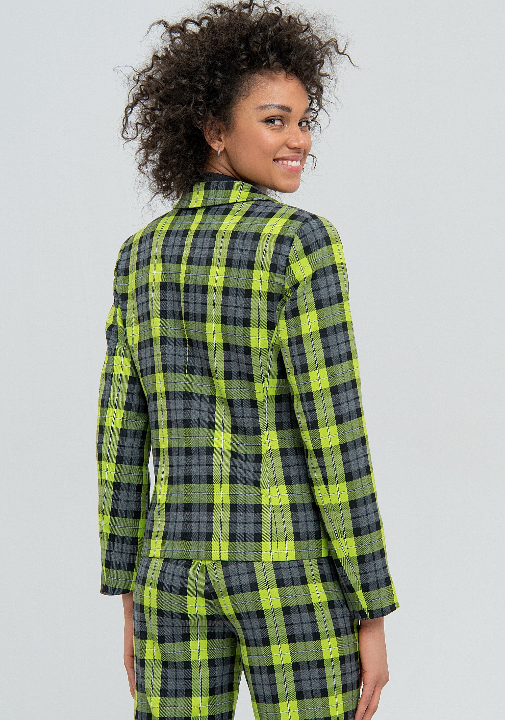 Blazer regular mono petto in tartan