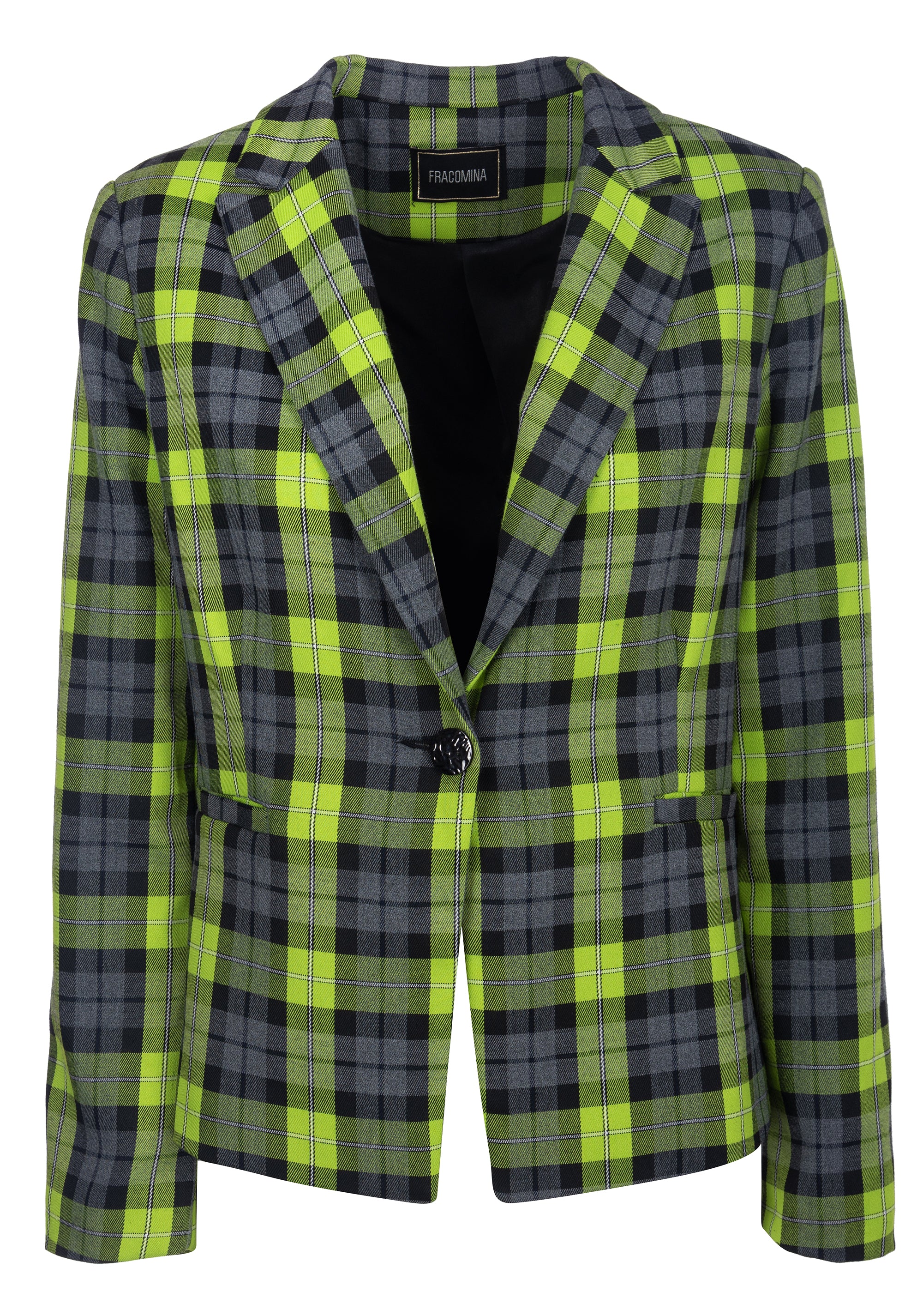 Blazer regular mono petto in tartan