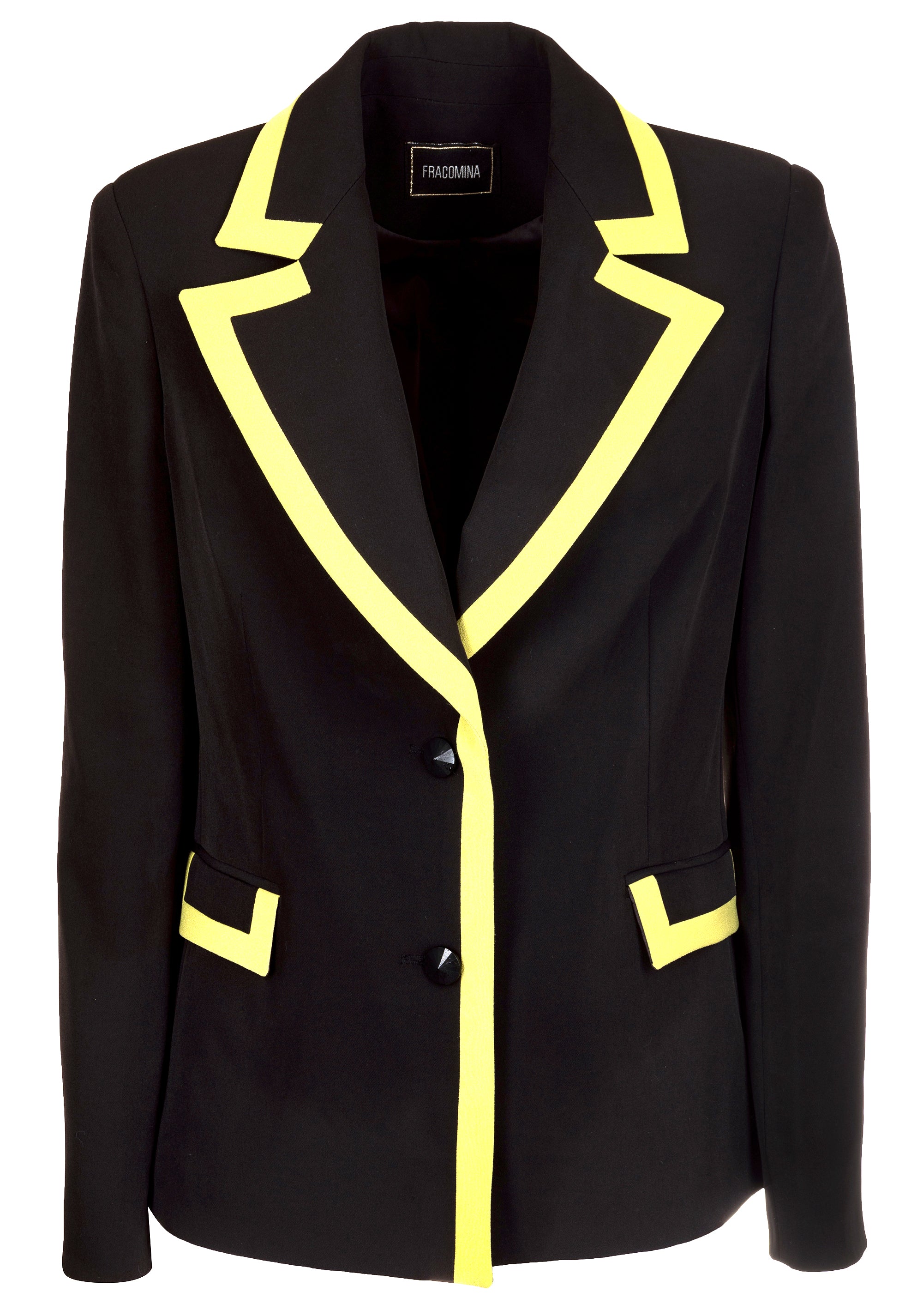 Blazer slim mono petto con inserti in colore a contrasto-FRACOMINA-FS22WJ2011W42901-L65-FA-XS