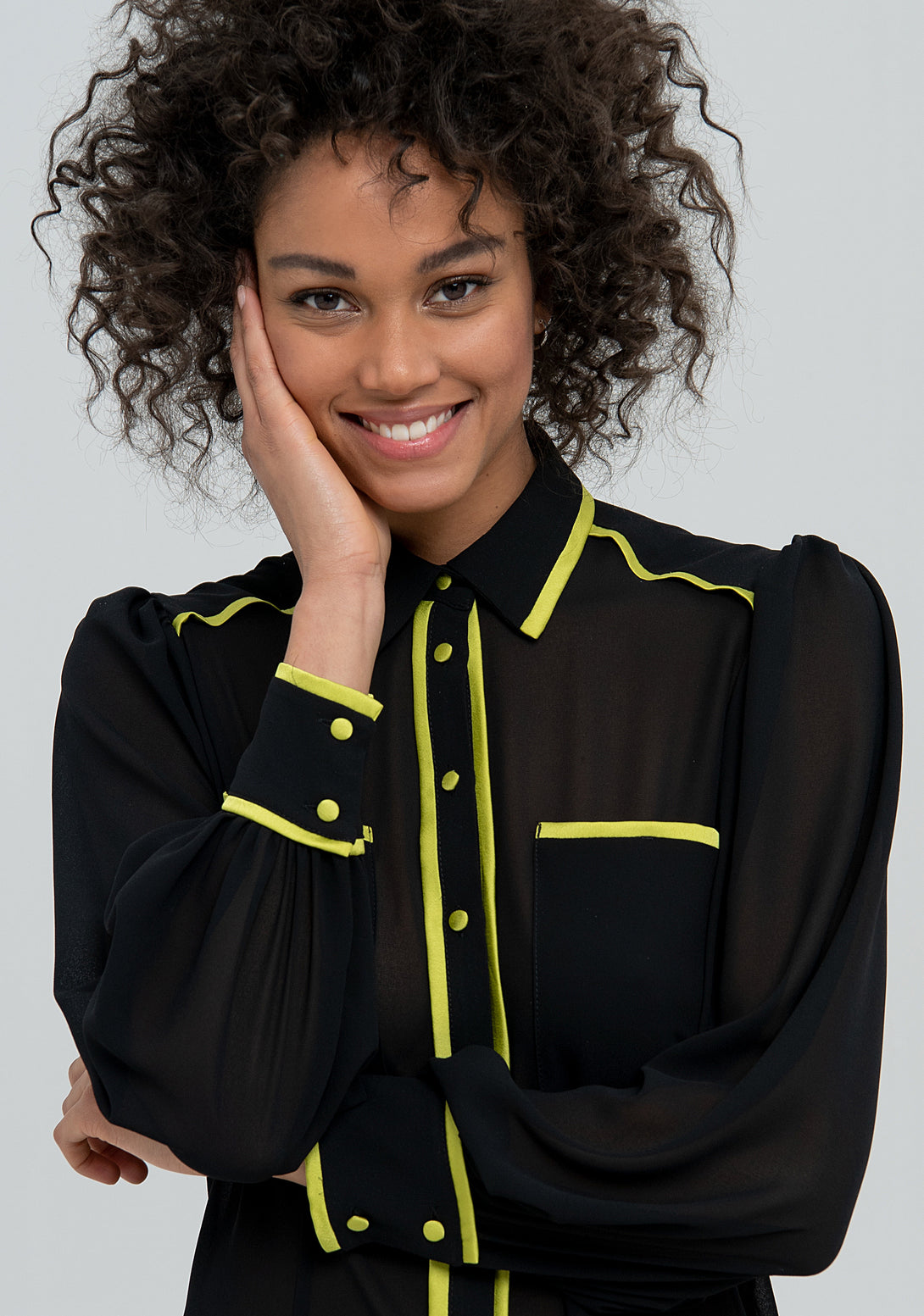 Camicia regular in georgette con nastri in colore a contrasto-FRACOMINA-FS22WT6007W41201-L65-FA-XS