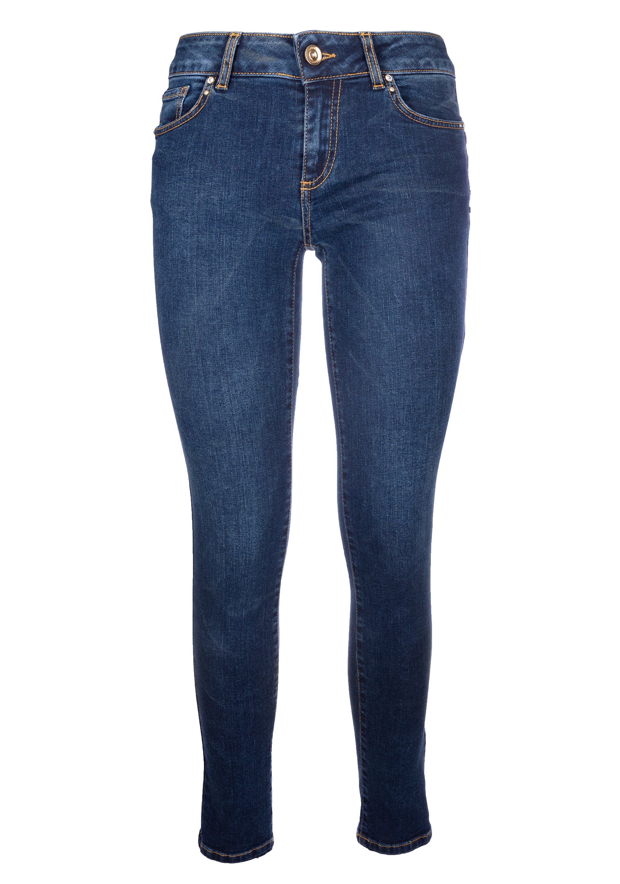 Jeans skinny push up in denim con lavaggio medio