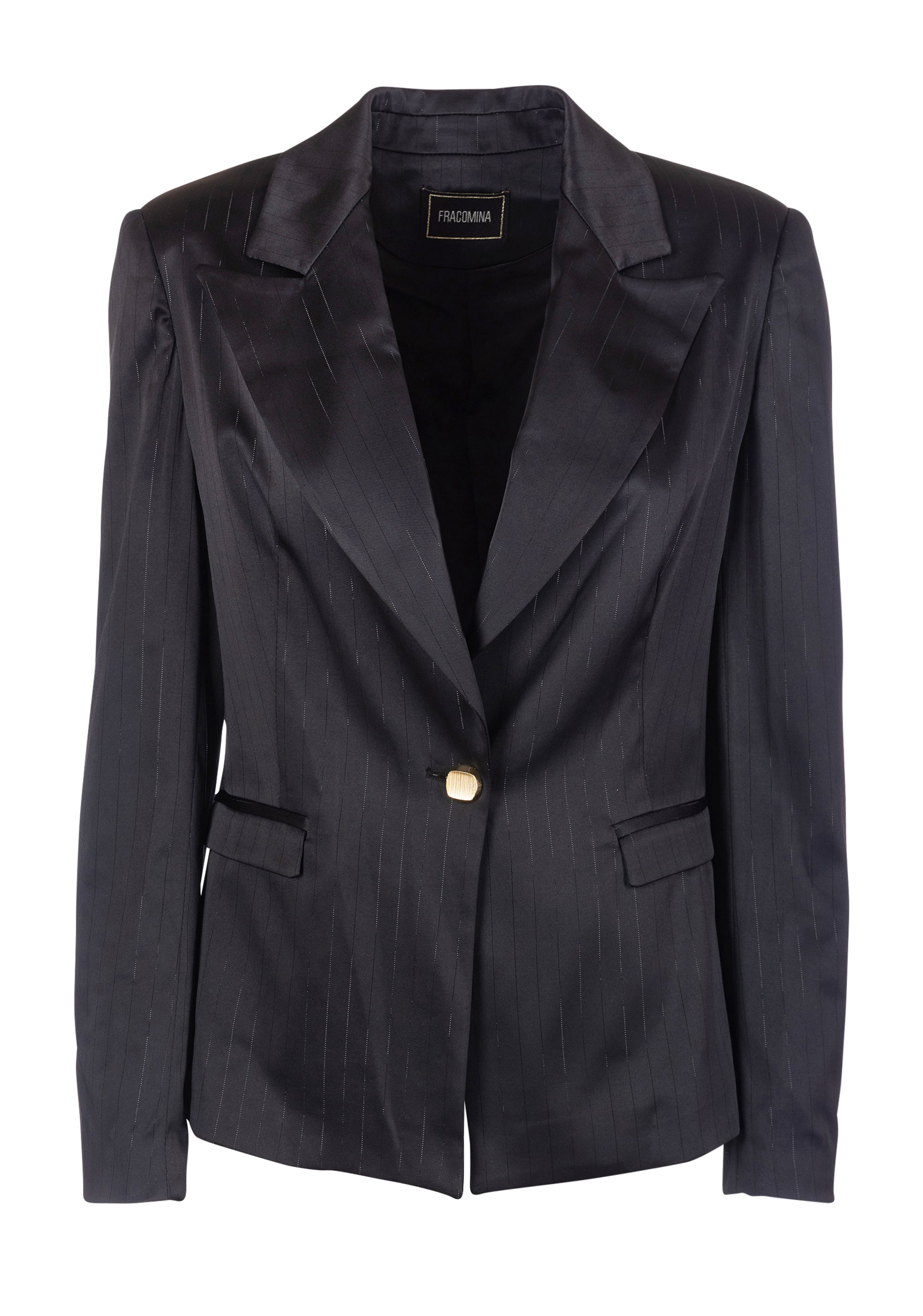 Blazer regular monopetto in tessuto gessato